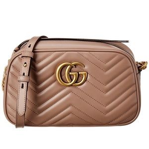 Gucci GG marmont metallasse dusty rose bag